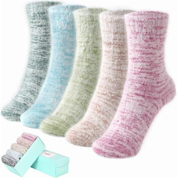 New 5 Pairs Fuzzy Soft Cozy Comfortable Socks for Women, Casual Sleep Comfy Sock - Picture 1 of 6